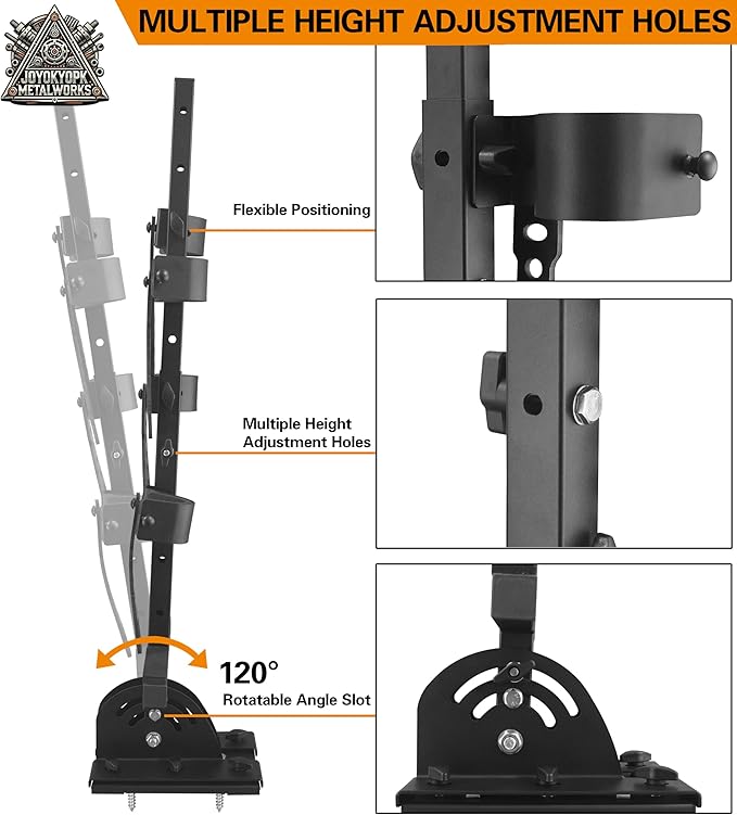 JOYOKYOPK UTV Gun & Tool Holder Floor Mount Rack – Adjustable Steel Gun Rack for Flat Floor UTVs, Fits Polaris Ranger RZR General Defender Mule & Golf Carts