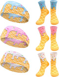 Ice Cream Baseball Headband and Ice Cream Sock Sports Elastic Sweatband Funny Sports Baseball Gifts for Youth Teen Women Men Athletes Football Basketball Running Gym Party Favors