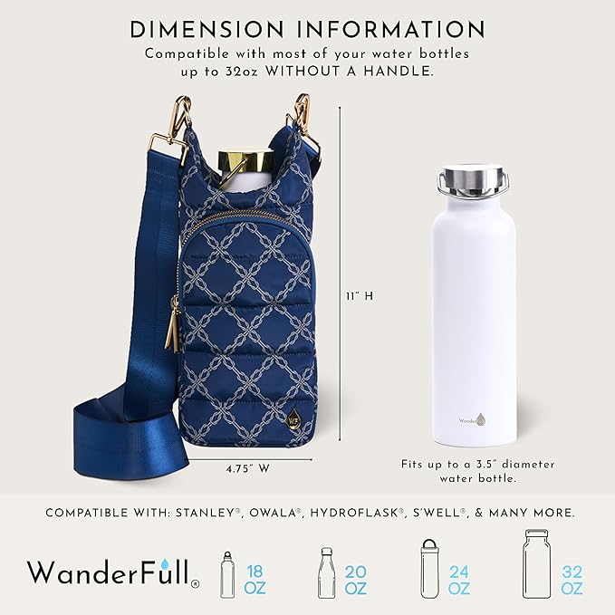 WanderFull® Original HydroBag® Collection, Water Bottle Holder, Gift for Women, Mom, Girlfriend, w/Strap & Phone Pocket, Hands-Free Crossbody Water Bottle Bag