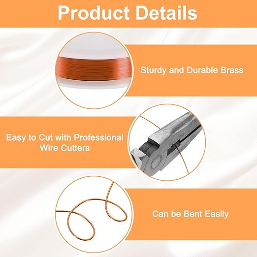 HARFINGTON 82ft Jewelry Wire, 32 Gauge Brass Craft Soft Metal Tarnish Resistant - Image 3