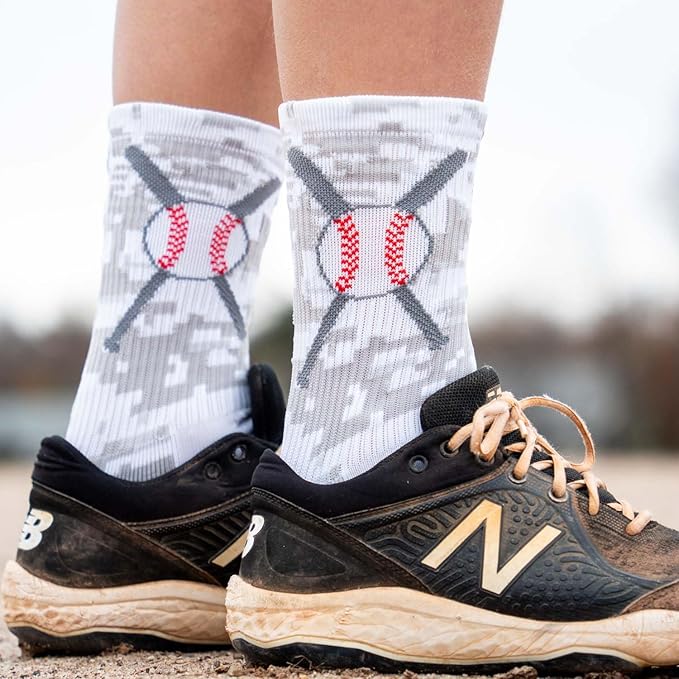 ChalkTalkSPORTS Baseball Socks - Performance Socks for Baseball Players - Crossed Bats - Youth and Adult Sizes