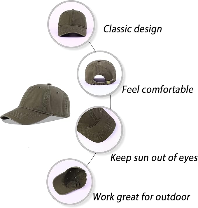 LANGZHEN Unisex Baseball Cap 100% Cotton Fits Men Women Washed Denim Adjustable Dad Hat