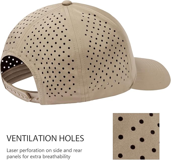 BASSDASH UPF 50+ Quick Dry Baseball Cap Water Resistant Laser Cut Mesh Snapback Hat for Men Women Fishing Hiking FH14