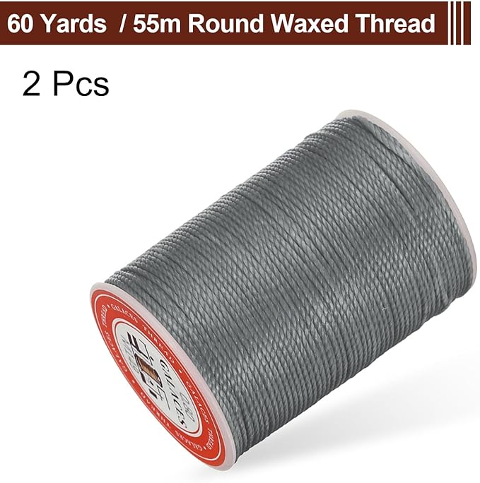 uxcell Round Leather Sewing Waxed Thread, 55m / 60 Yards Polyester Wax String - Image 3