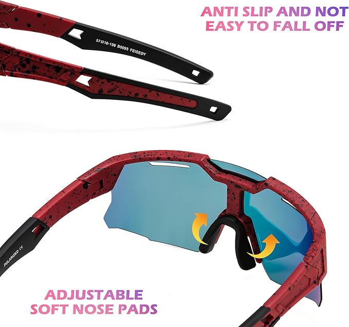 FEISEDY Kids Sunglasses Youth Baseball Sun Glasses, UV400 Sports Teens Cycling Shades for Boys Girls Age 8-16 B0048