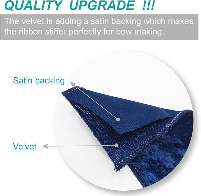 Navy Velvet Ribbon 2.5 Inch x 10 Yards - Image 2
