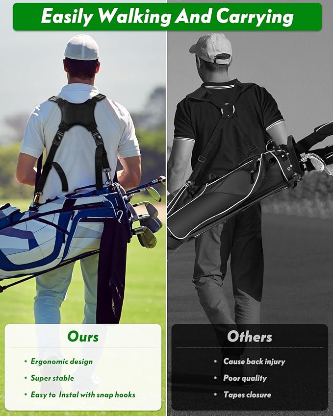 Golf Bag Strap Replacement Comfort Double Shoulder Adjustable Strap Padded Golf Carrying Bag Strap