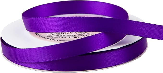 VATIN Double Face Bright Purple Satin Ribbon 3/8" Continuous 50 Yards, Gift - Image 4