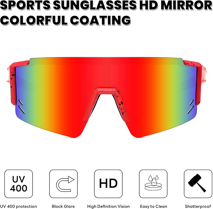 FEISEDY Kids Sunglasses Youth Baseball Sun Glasses, UV400 Sports Teens Cycling Shades for Boys Girls Age 8-16 B0048