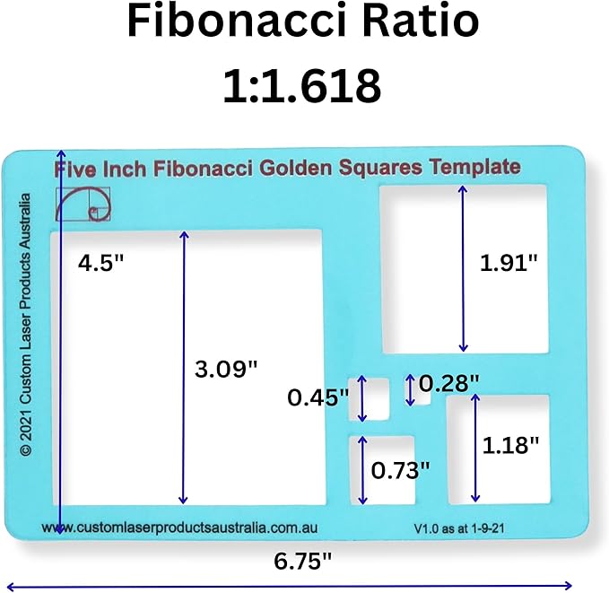 5" Square Stencil Template for Drawing and Drafting: A Fibonacci-Inspired - Image 3