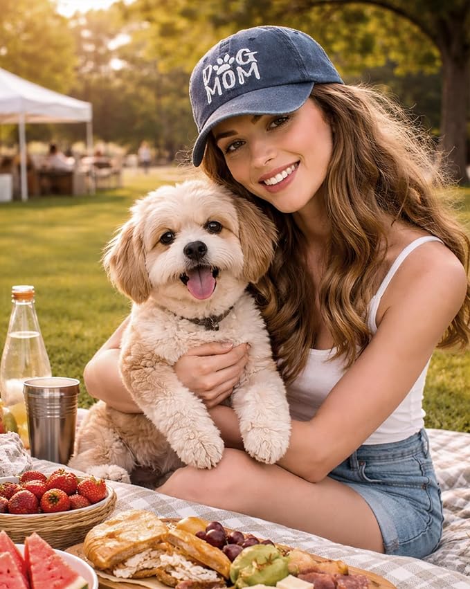 Waldeal Women's Embroidered Dog Mom Hat Adjustable Denim Baseball Cap