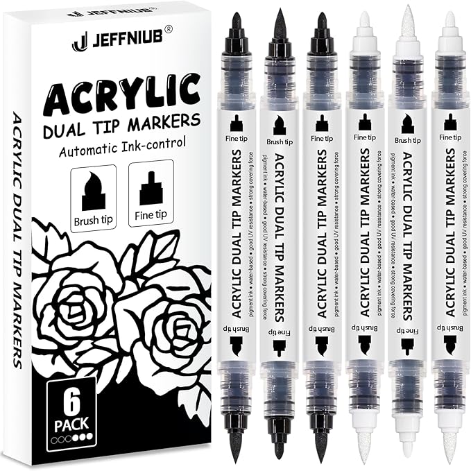 Black White Acrylic Paint Pen Brush by JEFFNIUB