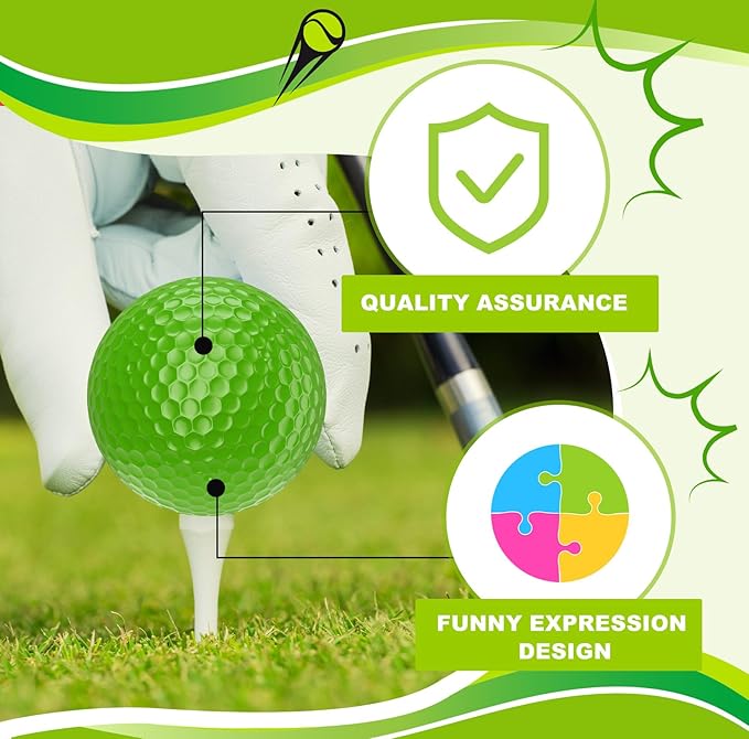 Mudder 12 Pcs Colored Funny Golf Balls Special Emoticon Face Professional Practice Golf Balls Novelty Cute Golfer Accessories for Summer Outdoor Father's Day Men Teens Birthday Gifts