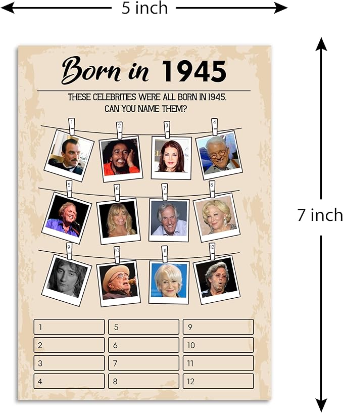 80th Birthday Party Games, Born in 1945 Games Bundle, Birthday Party Supplies - Image 2