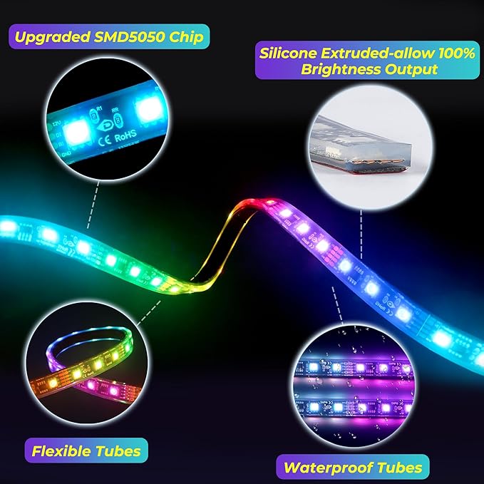 14PCS 12V-72V Golf Cart Lights, RGB Led Underglow Light Kit with 2 Remotes and App Control, Voltage Reducer, Waterproof, Sound Active, Battery Drain Protect Kill Switch Golf Cart Led Lights