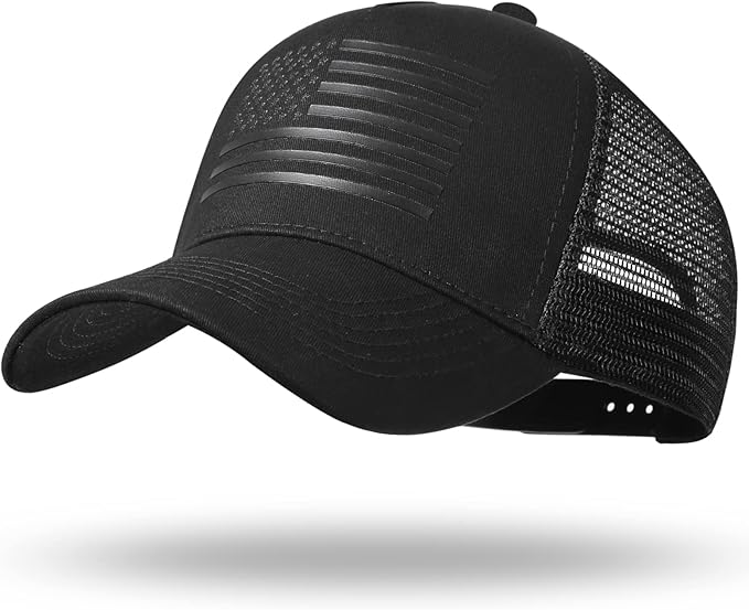 American Flag Trucker Hat - Snapback Hat, Baseball Cap for Men Women - Breathable Mesh Side, Adjustable Fit - for Casual Wear