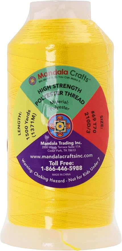 Mandala Crafts Yellow Heavy Duty Thread -1500 Yds Tex 70 Thread - Image 3
