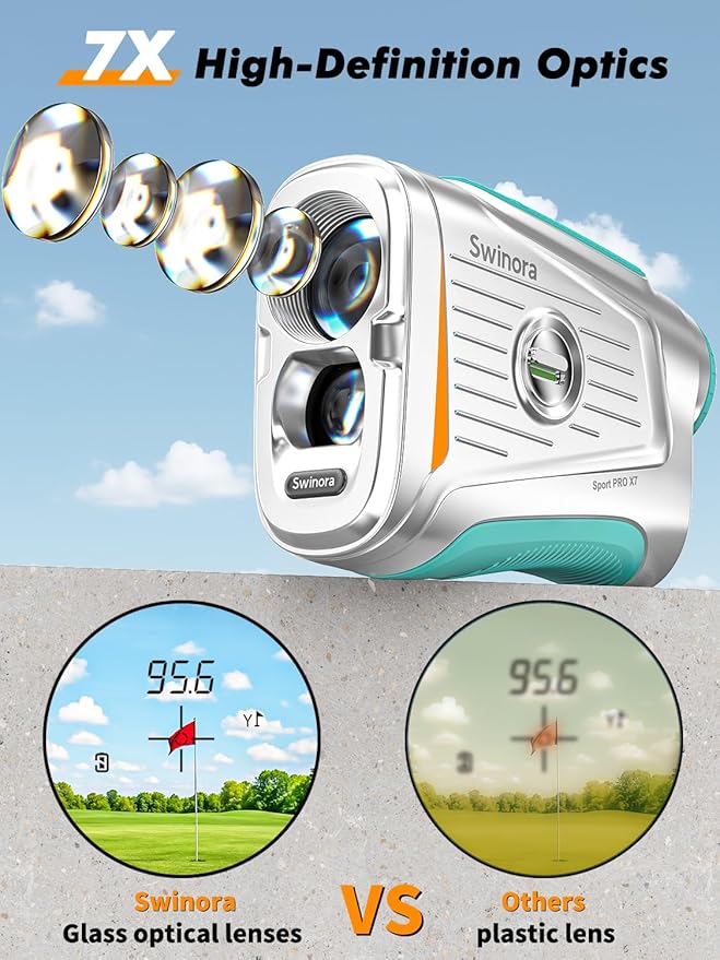 Magnetic Golf Rangefinder with Slope – 7X Magnification, 1300Y Range Finder Golf for All Levels, Fast Flag Lock Vibration, Rechargeable, Waterproof Golf Accessories for Men and Women