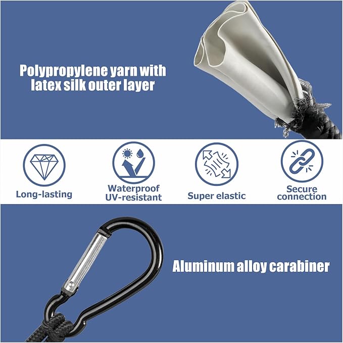 Batting Cage Net Hooks - Heavy Duty Carabiner Clips and Hanging Ropes, Hangers Accessories for Baseball, Softball, Golf Nets, 25 Pcs
