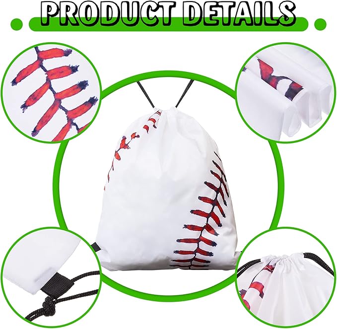 Frienda Baseball Drawstring Backpack Bag Baseball Drawstring Party Favor Bags for Gym Sports Teams(24 Pieces)