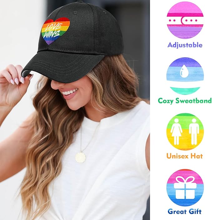 Gay Pride Rainbow Trucker Hat for Men and Women LGBT Embroidered Adjustable Washable LGBTQ Baseball Cap Gifts