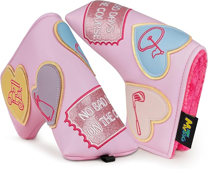 mytag Golf Head Covers Pink, No Bad Days On The Course Golf Club Covers Driver Fariway Hybrid Headcover for Women Girls