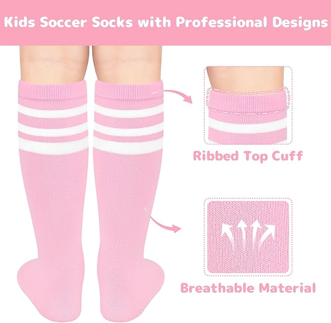 Olreco 1 Pack Toddler Kids Youth Soccer Socks Girls Boys Baseball Socks Youth Knee High Softball Football Accessories Cotton