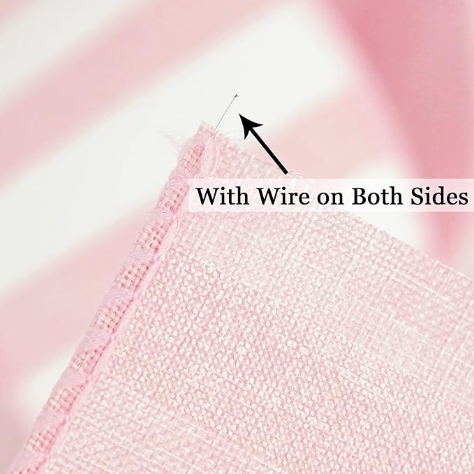 MEEDEE Pink Striped Burlap Ribbon - Image 6
