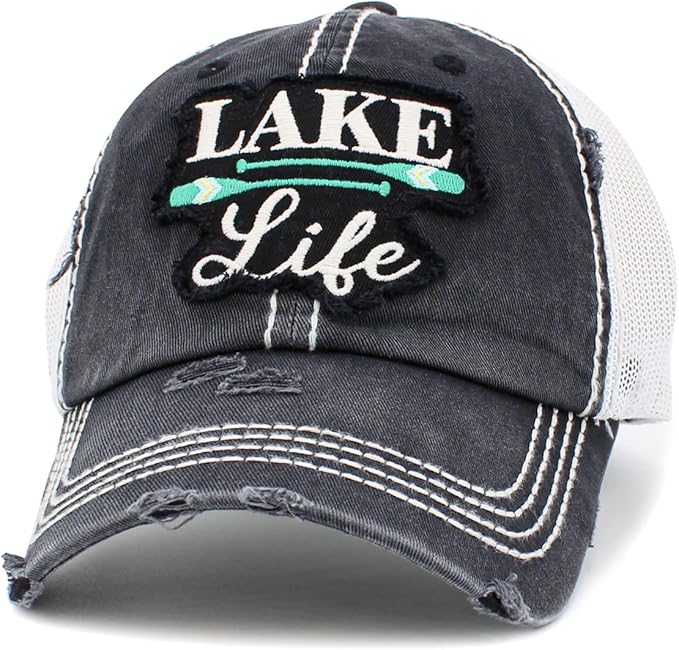 Funky Junque Distressed Vintage Baseball Cap - Embroidered Patch Women's Hat - Holiday, Lifestyle & Patriotic Designs