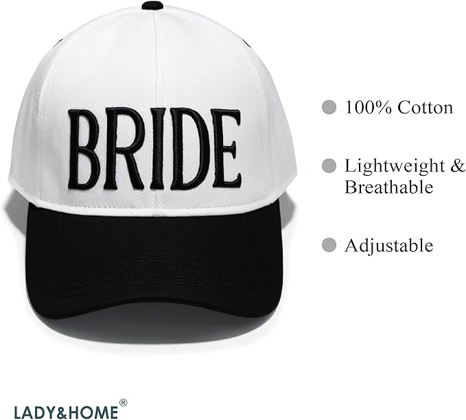 LADY&HOME Bride Baseball Hat,Bach Party Decorations,Bridal Shower Accessory,Bride to Be Gift,Bridesmaid Favor