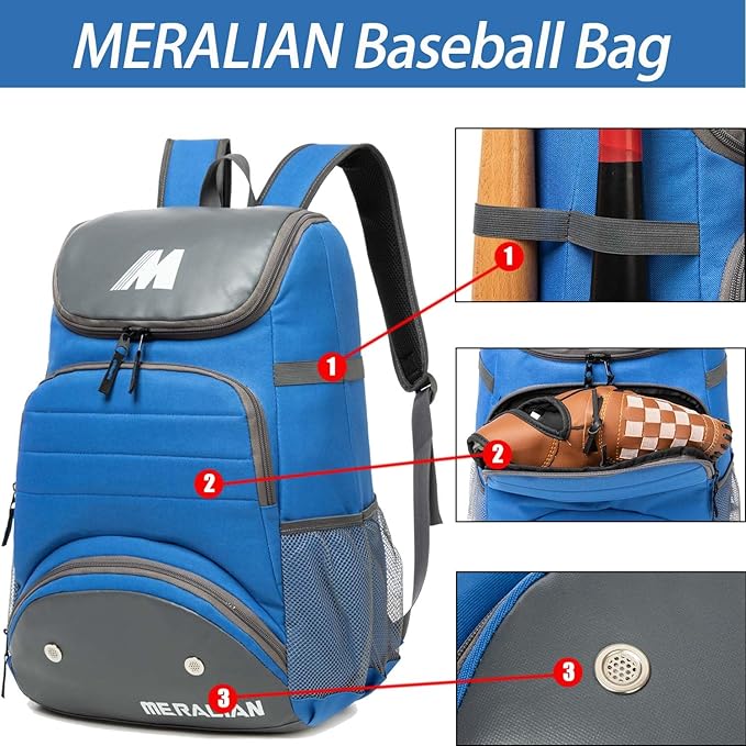 Baseball Bag - Lightweight Softball & T-Ball Backpack with Shoe Compartment for Equipment & Gear
