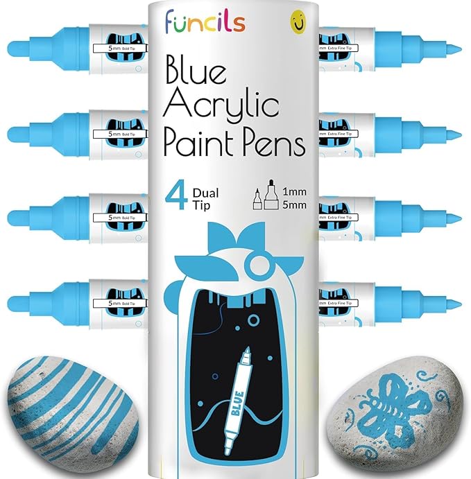 4 Dual Tip Blue Paint Pen Metallic by Funcils