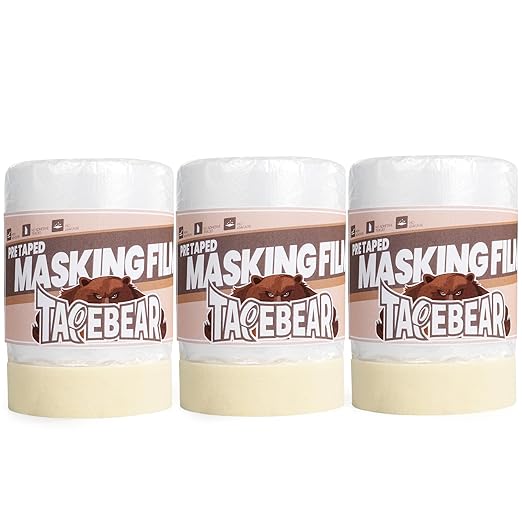 TAPEBEAR Pre-Taped Masking Film 22inch x 30yard, Plastic Cover by TAPEBEAR