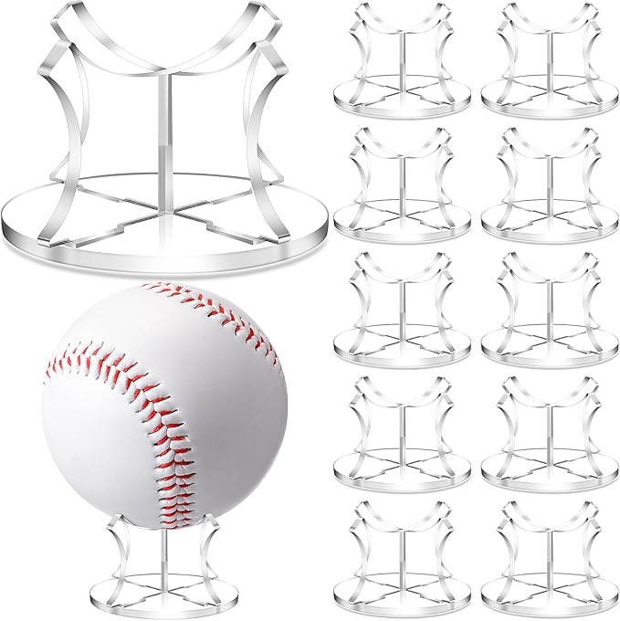 Mudder 12 Pack Baseball Display Stand, Acrylic Ball Display Holder Transparent Sports Balls Stand Holder Rack for Baseball, Golf Balls, Tennis Ball, Softball, Home Office Collection