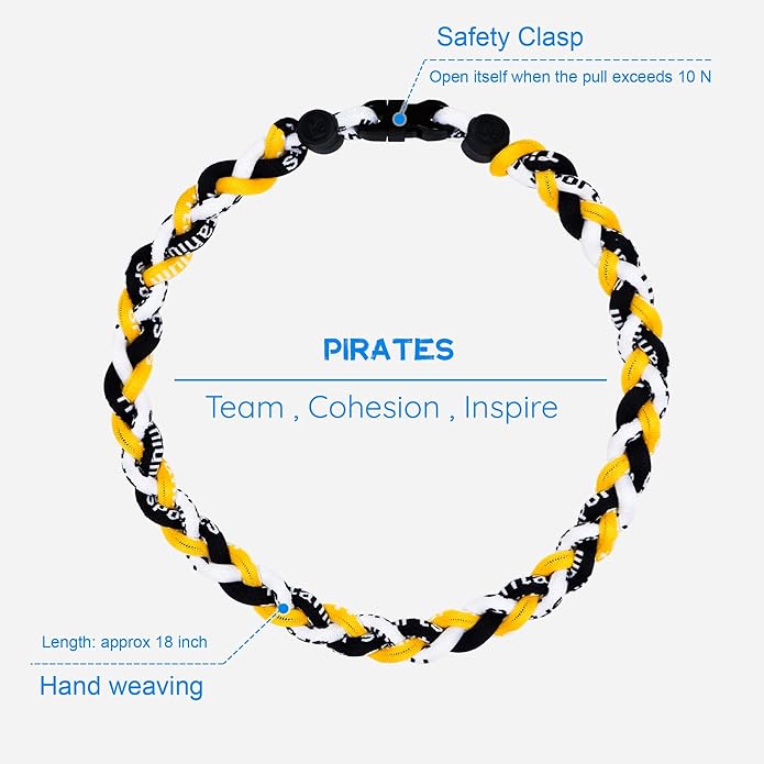 Baseball Rope Necklaces, League Team Colors Braided Necklace, Baseball Team Gifts