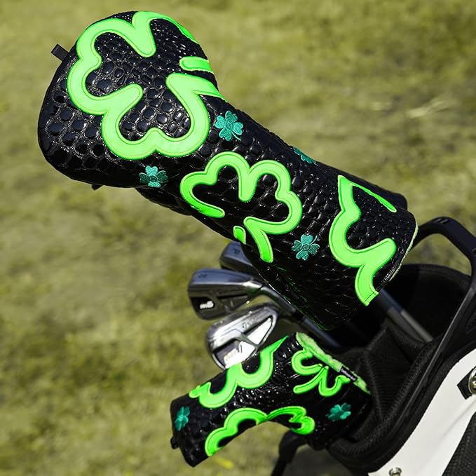 Craftsman Golf Green Lucky Clover Driver Wood Hybrid Headcover Blade Mallet Putter Cover for Scotty Cameron Taylormade Odyssey Also for Custom Version with Your Name Stitched