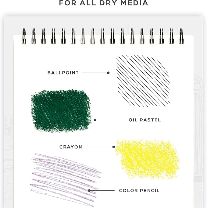 BEECHMORE BOOKS 9x12 Spiral Sketchbook – 140 GSM Acid-Free Paper, 100 - Image 5
