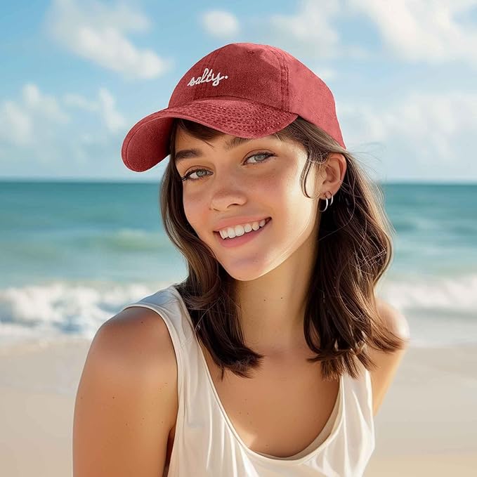 DALIX Salty Embroidered Cotton Beach Baseball Cap Adjustable Dad Hat Womens