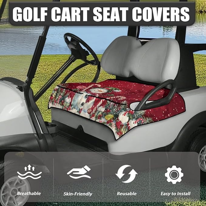 Golf Cart Seat Covers, Universal Golf Cart Seat Towel Blanket with 4 Front Pockets & Nonskid Bottom Fits for Club Car 2 Person Seats Golf Carts