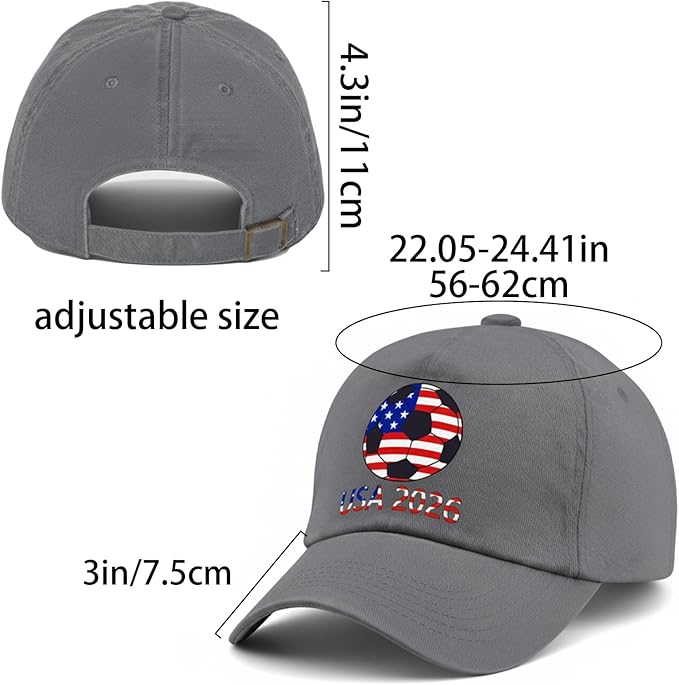 World Cup Soccer Hat 2026 - Adjustable Baseball Cap Merchandise Gifts Accessories Decorations