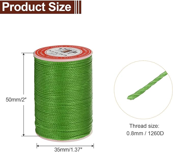 uxcell Round Leather Sewing Waxed Thread, 55m / 60 Yards Wax Polyester String - Image 2
