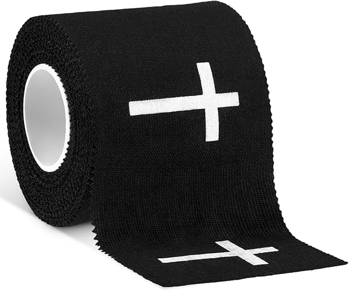 Geiserailie Christian Athletic Tape with Cross Sport Tape 2IN X 23FT Wrist Wrap for Football Baseball Soccer Religious Gift for Mother's Day Father's Day Nurses Week Christian Church(Black)