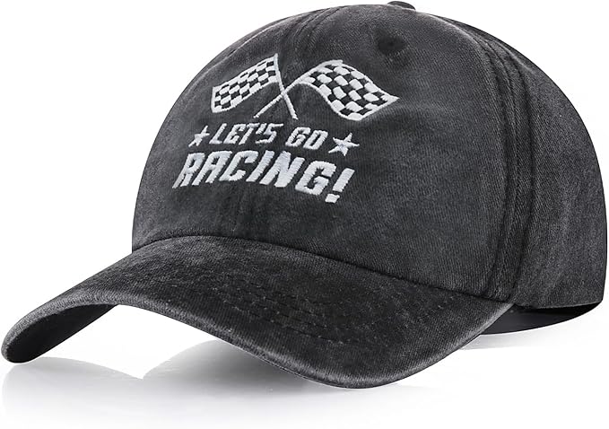 Racing Hats for Men Women, Racing Cap Gift for Race Car Fans, Adjustable Flag Embroidered Baseball Caps