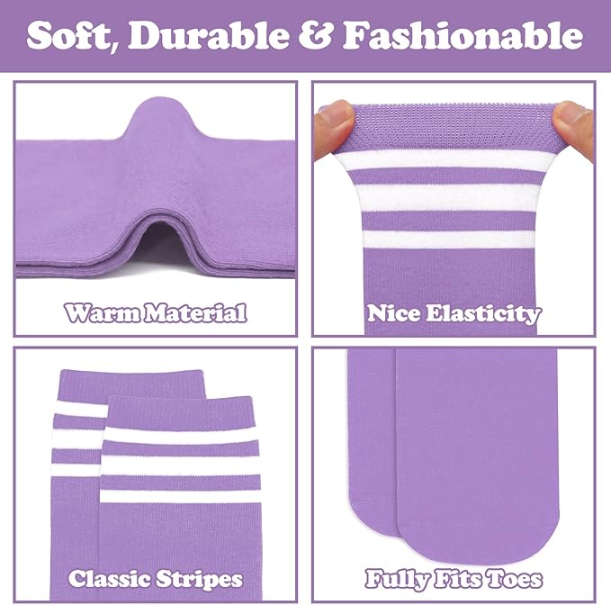 Sarfel Kids Soccer Socks Toddler Soccer Socks Girls Boys Soccer Socks Kids Tube Socks with Stripes Toddler Knee High Socks