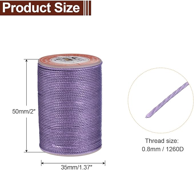 uxcell Round Leather Sewing Waxed Thread, 55m / 60 Yards Polyester Wax String - Image 2