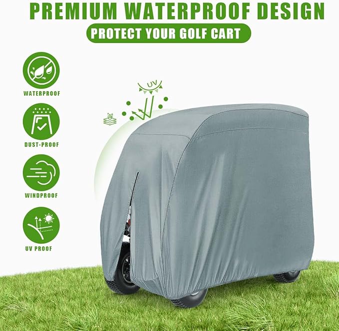 KISEER 4 Passenger 420D Waterproof Golf Cart Cover fits EZ GO Club Car Yamaha, Sunproof Dustproof