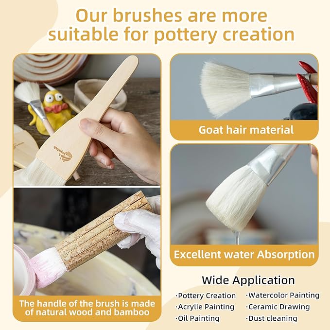 Pottery Glaze Brushes, Different Shape Wool Soft Bristle - Image 5