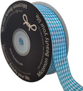 Micomon 1-Inch Vivid Blue and White Woven Edge Plaid Ribbon Polyester Gingham by Micomon