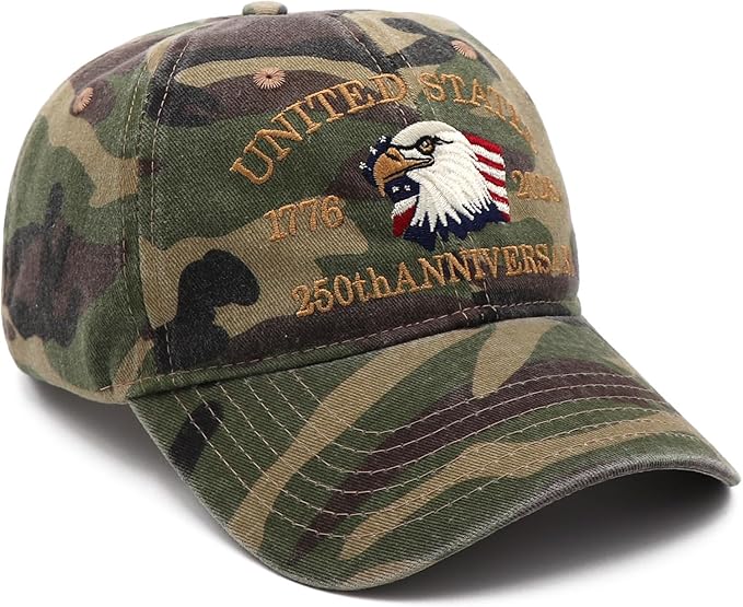 250 Anniversary USA Hat 250th Anniversary USA Baseball Cap | Eagle Embroidered Patriotic Hat for Men & Women