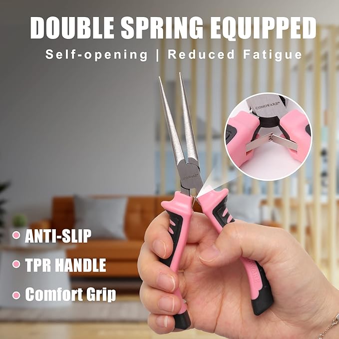 COMOWARE 6-Piece Mini Pliers Set, Needle Nose, Long Nose, Bent Nose, End - Image 4